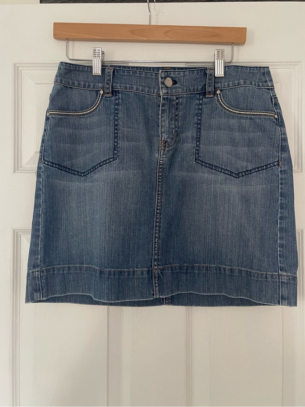 White House Black Market Blue Denim Mini Skirt